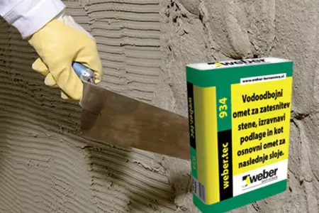webertec 934 - hidravlično vezan, vodoneprepusten omet. Namenjen je zatesnitvi stene, izravnavi podlage in kot osnovni omet za naslednje sloje.