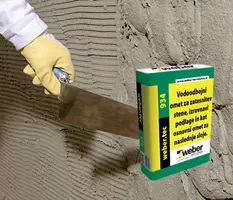 webertec 934 - hidravlično vezan, vodoneprepusten omet. Namenjen je zatesnitvi stene, izravnavi podlage in kot osnovni omet za naslednje sloje.