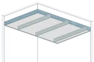 FD10RB - Samonosilen strop – Sistem „L“ z Rigips gradbena ploščo RB. FD10RB - Samonosilen strop – Sistem „L“ z Rigips gradbena ploščo RB.