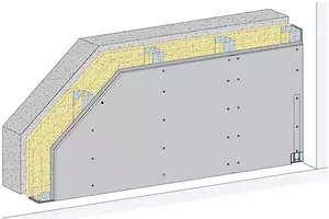 PS11CF - Prostostoječa stenska obloga, 1-slojna obloga z Rigips Climafit.
