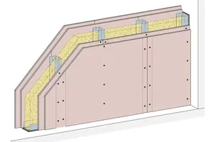 MW12HA - Stene z enojno kovinsko podkonstrukcijo in 2-slojno oblogo z Rigips Habito