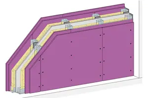 MW211DT - Stene z dvojno kovinsko podkonstrukcijo in 1-slojne + 1 sloj notranje obloge z Rigips Duo’Tech - mavčno ploščo za visoke zahteve zvočne zaščite.