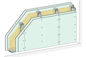 MW22AR - Stene z dvojno podkonstrukcijo, 2-slojna obloga z Aquaroc cementno ploščo