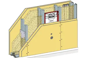 IW22RH - Istalacijske suhomontažne stene 2-slojna obloga, z Rigidur H mavčno vlakneno ploščo.