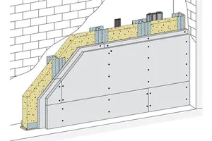 SW22DD - Stene jaškov z podvojeno podkonstrukcijo, 2-slojna obloga z Rigips Die Dicke RF oz. RFI.