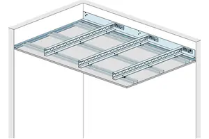 WS10RB-d - Strop z nosilci dolgega razpona Sistem „L“ (varianta direktna pritrditev) z Rigips gradbeno ploščo RB.