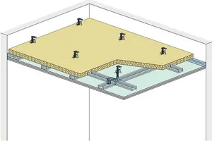 SD11AR - Spuščen strop z dvonivojsko kovinsko podkonstrukcijo z Aquaroc cementno ploščo.