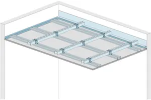 WS30RB - Strop z nosilci dolgega razpona Sistem „UA“ z Rigips gradbeno ploščo RB.