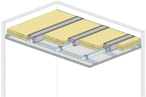 WS32RF - Strop z nosilci dolgega razpona Sistem „UA“ z Rigips ognjeodporno ploščo RF oz. Rigips Die Dicke RF.