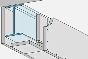 BS23GT - 3-strana obloga jeklenih nosilcev R 30 do R 90 z Glasroc F (Ridurit) ploščo, tip GM-FH2 po ÖNORM EN 15283-1.