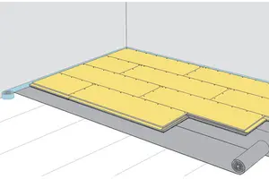 FS10REHF - Rigidur estrih element 30 HF z Rigidur H mavčno vlakneno ploščo in kaširano izolacijo iz lesnih vlaken.