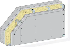 PS12CF - Prostostoječa stenska obloga, 2-slojna obloga z Rigips Climafit.