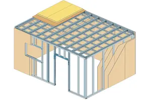RR11DLDD - Samonosna Rigips prostorska celica z Rigips Duraline RF oz. Rigips Die Dicke RF ploščo.