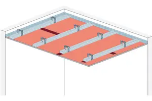 RS41SRB - Stropna obloga s kovinsko podkonstrukcijo z Rigips zaščitno ploščo pred sevanjem.