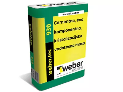 webertec 930 - Mineralna, cementna, enokomponetna, rigidna vodotesna masa za izvedbo hidroizolacijo na mineralnih podlagah in rezervoarjih s pitno vodo. webertec 930 - Mineralna, cementna, enokomponetna, rigidna vodotesna masa za izvedbo hidroizolacijo na mineralnih podlagah in rezervoarjih s pitno vodo.