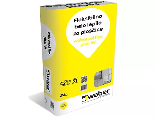webercol flex plus W - Fleksibilno belo lepilo za ploščice in naravni kamen. Primerno za lepljenje keramike čez keramiko.