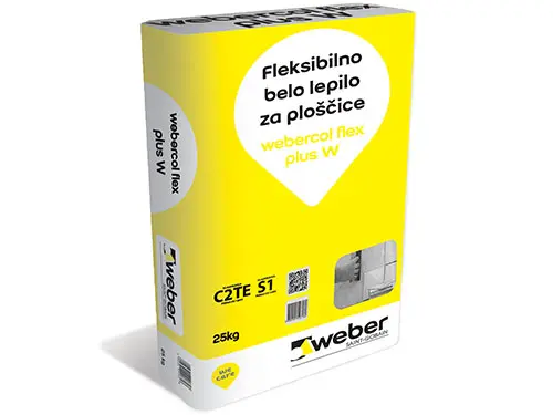 webercol flex plus W - Fleksibilno belo lepilo za ploščice in naravni kamen. Primerno za lepljenje keramike čez keramiko.
