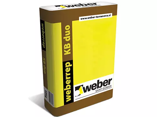 weberrep KB Duo - Antikorozivni, cementni premaz namenjen zaščiti armature armiranega betona, ter kot osnovni premaz za izboljšanje oprijema grobih sanacijskih malt za beton.