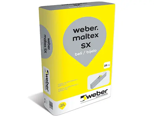 webermaltex SX - Lepilo za lepljenje plinobetonskih (siporex, siporeks) zidakov v beli barvi.