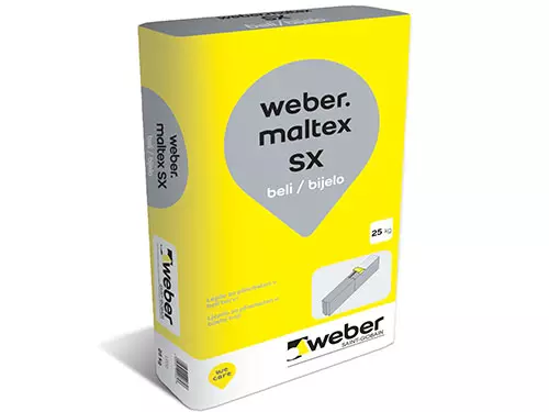 webermaltex SX - Lepilo za lepljenje plinobetonskih (siporex, siporeks) zidakov v beli barvi.