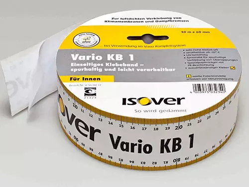 ISOVER VARIO KB1 - Enostranski lepilni trak z izjemno visoko lepilno močjo za spoje s parno zaporo.