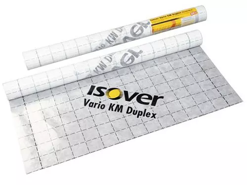 ISOVER KM DUPLEX - Zelo trdna parna ovira na osnovi poliamida s spremenljivim difuzijskim uporom; omogoča sušenje navznoter.