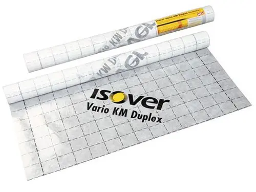 ISOVER KM DUPLEX - Zelo trdna parna ovira na osnovi poliamida s spremenljivim difuzijskim uporom; omogoča sušenje navznoter.