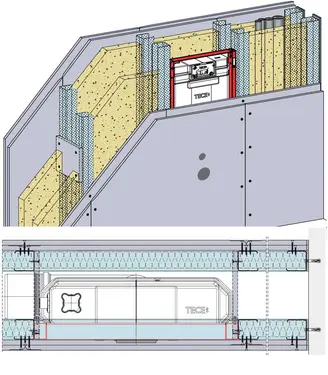IW22RB - Istalacijske suhomontažne stene 2 slojna obloga, z Rigips impregniranimi gradbenimi ploščami RBI.