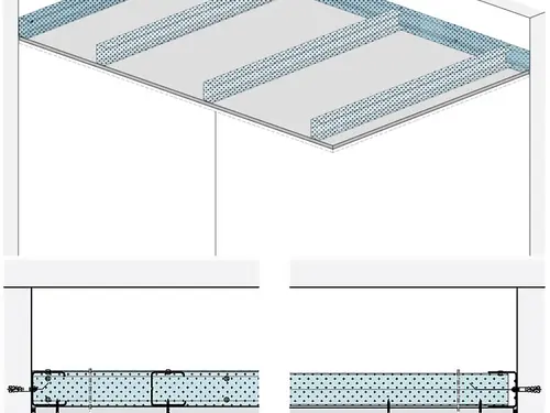 FD10RB - Samonosilen strop – Sistem „L“ z Rigips gradbena ploščo RB.