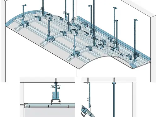GD10GX - Obokani strop z kovinsko podkonstrukcijo z Glasroc F (Riflex).
