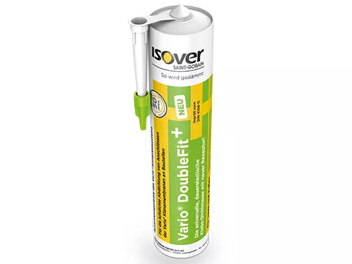 ISOVER VARIO DOUBLEFIT+ - Trajno elastična tesnilna masa za tesnjenje robnih stikov parne zapore.