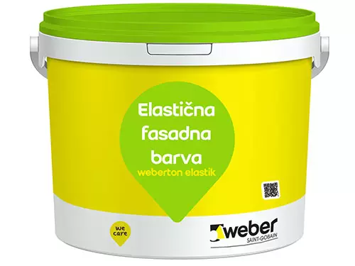 Elastična fasadna barva s funkcijo premoščanja lasnih razpok in izboljšano zaščito proti algam in plesnim.
