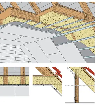 DA31RF - Podstrešne obloge z kovinsko podkonstrukcijo z Rigips ognjeodporno ploščo RF oz. Rigips Die Dicke RF.