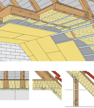 DA31RH - Podstrešne obloge z kovinsko podkonstrukcijo z Rigidur H mavčno vlakneno ploščo.