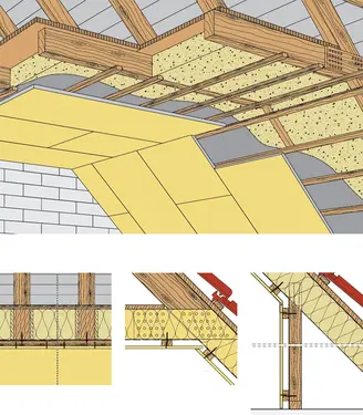 DA41RH - Podstrešne obloge z leseno podkonstrukcijo z Rigidur H mavčno vlakneno ploščo.
