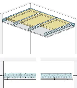 FD11RF - Samonosilen strop – Sistem „L“ z Rigips ognjeodporno ploščo RF.