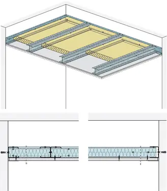 FD21RF - Samonosilen strop – Sistem „XL“ z Rigips ognjeodporno ploščo RF.