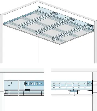 WS10RB-d - Strop z nosilci dolgega razpona Sistem „L“ (varianta direktna pritrditev) z Rigips gradbeno ploščo RB.