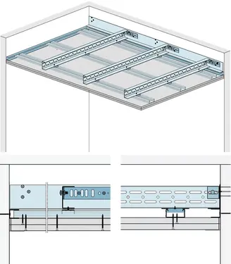 WS11RF - Strop z nosilci dolgega razpona Sistem „L“ z Rigips ognjeodporno ploščo RF oz. Rigips Die Dicke RF.