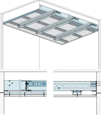 WS20RB-d - Strop z nosilci dolgega razpona Sistem „XL“ (varianta direktna pritrditev) z Rigips gradbeno ploščo RB.