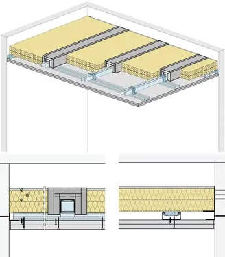 WS32RF - Strop z nosilci dolgega razpona Sistem „UA“ z Rigips ognjeodporno ploščo RF oz. Rigips Die Dicke RF.