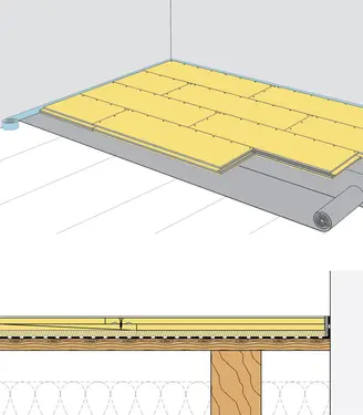 FS10REMW - Rigidur estrih element 30 MW z Rigidur H mavčno vlakneno ploščo in kaširano izolacijo iz mineralne volne.
